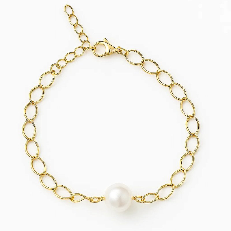 Pulseira Pérola Única Banhada a Ouro 18K
