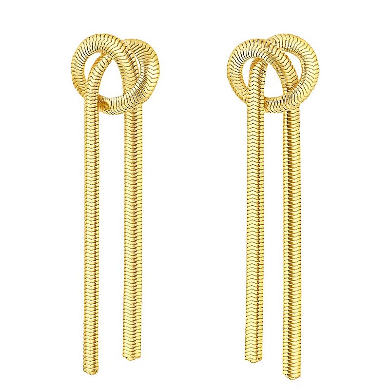 Brinco Nó Design Orgânico Banhado a Ouro 18K