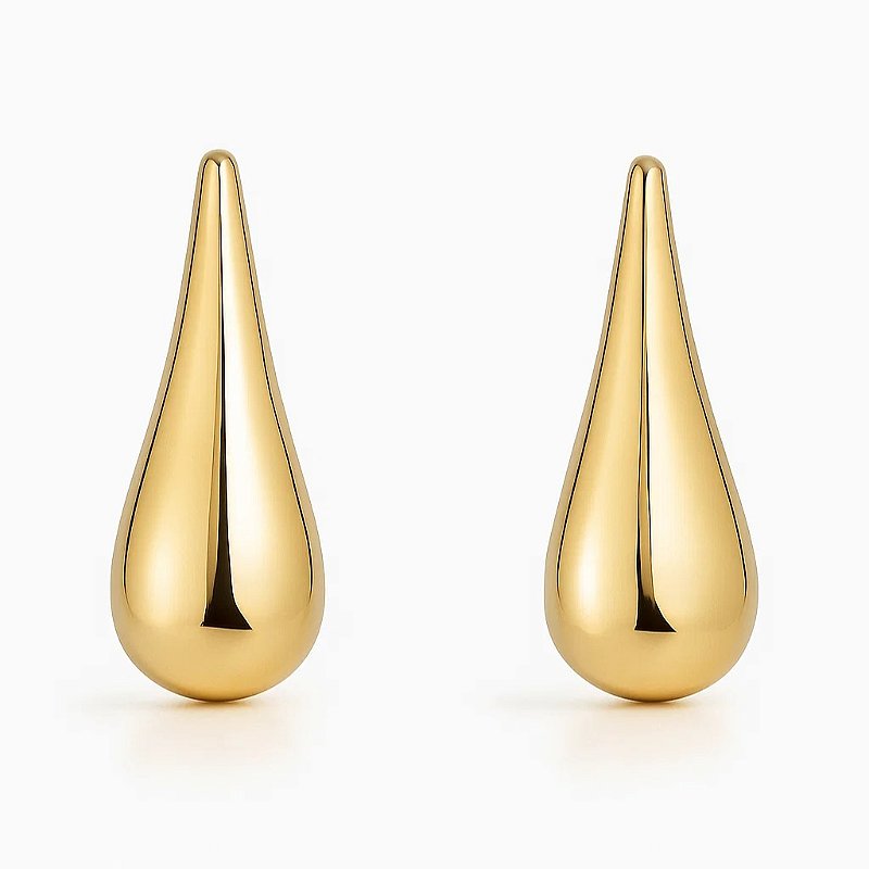 Brinco Gota Orgânico Banhado a Ouro 18k