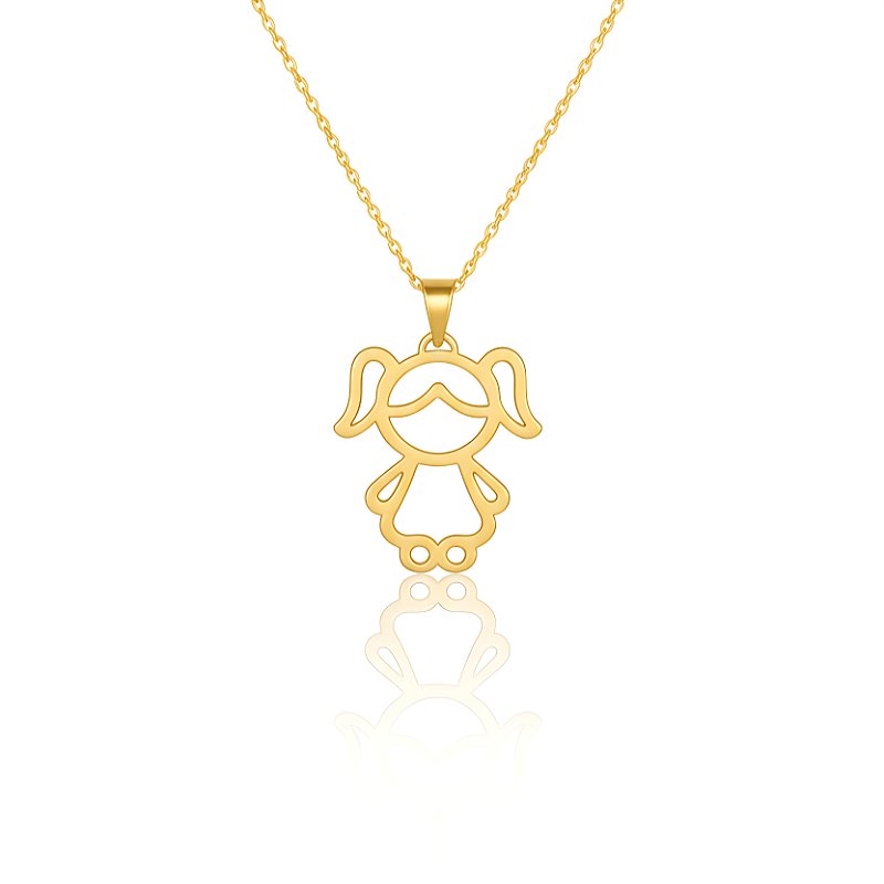 Colar Menina Pingente Vazado Banhado a Ouro 18k