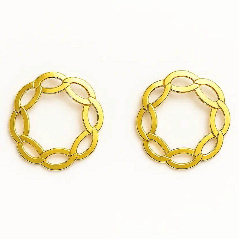 Brinco Vazado Elo Banhado em Ouro 18k