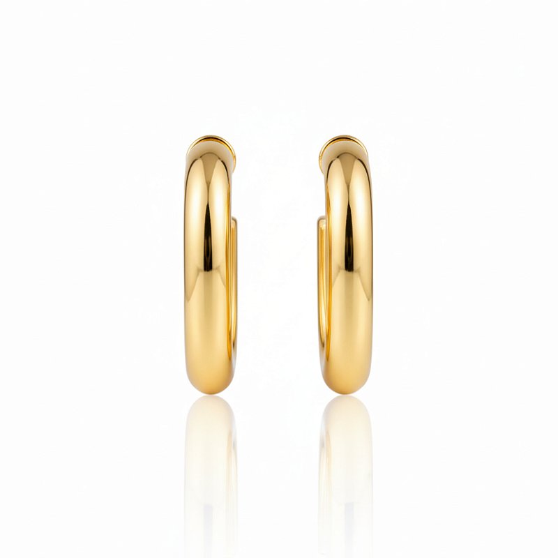 Brinco Argola Oval Grossa Banhado a Ouro 18k