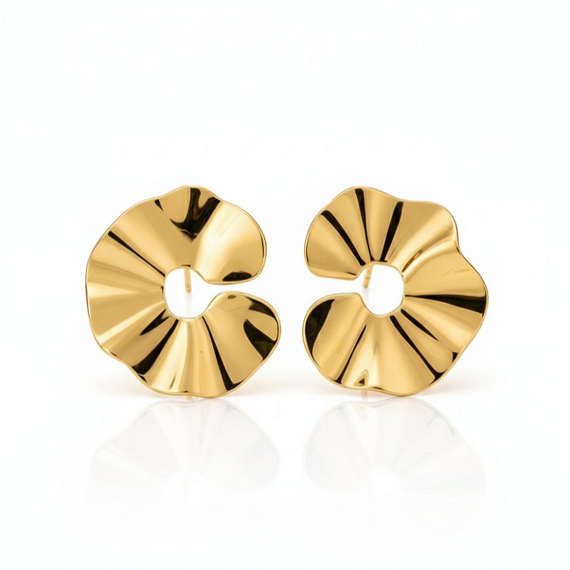 Brinco Flor Orgânica Banhado a Ouro 18k