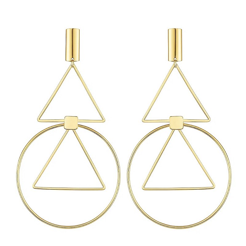 Brinco Geométrico Maxi Banho de Ouro 18k