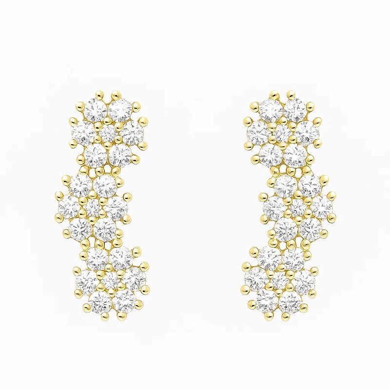 Brinco Encanto Banhado em ouro 18k com Zircônias