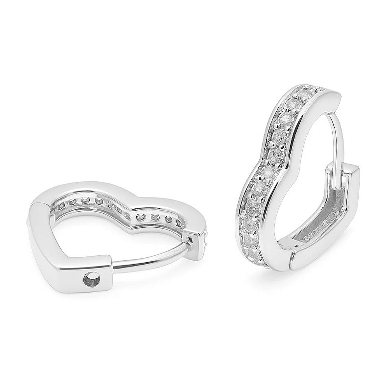 Argola Coração Lux Prata 925 com Zircônias