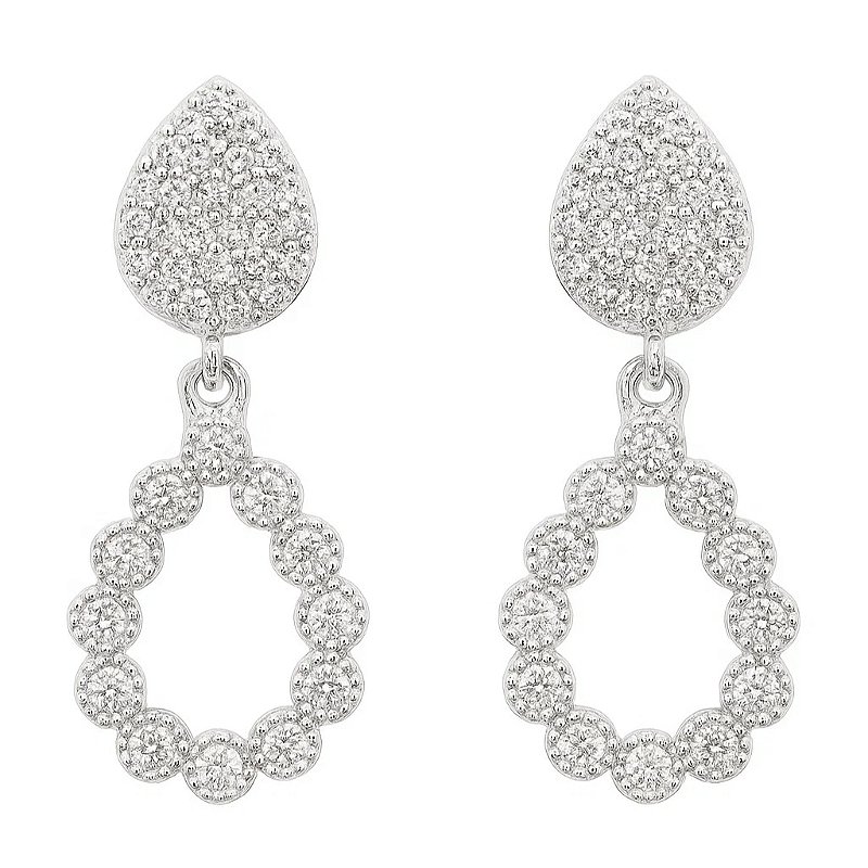 Brinco Gota Glamour Prata 925 com Zircônias