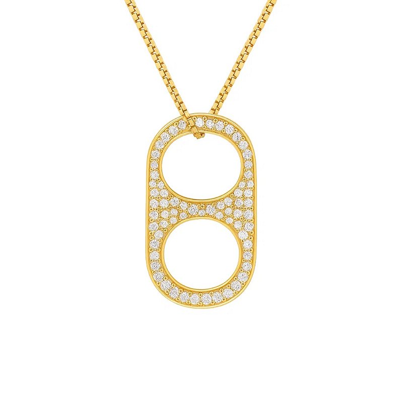 Colar com pingente de lacre cravejado em zircônia banhado em ouro 18k