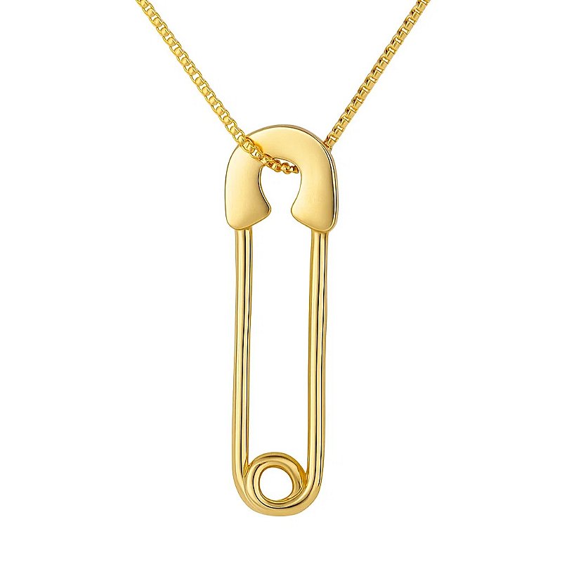 Colar com pingente de alfinete banhado em ouro 18k