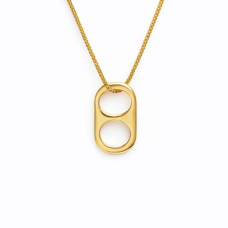 Colar de corrente com lacre pequeno folheado a ouro 18k