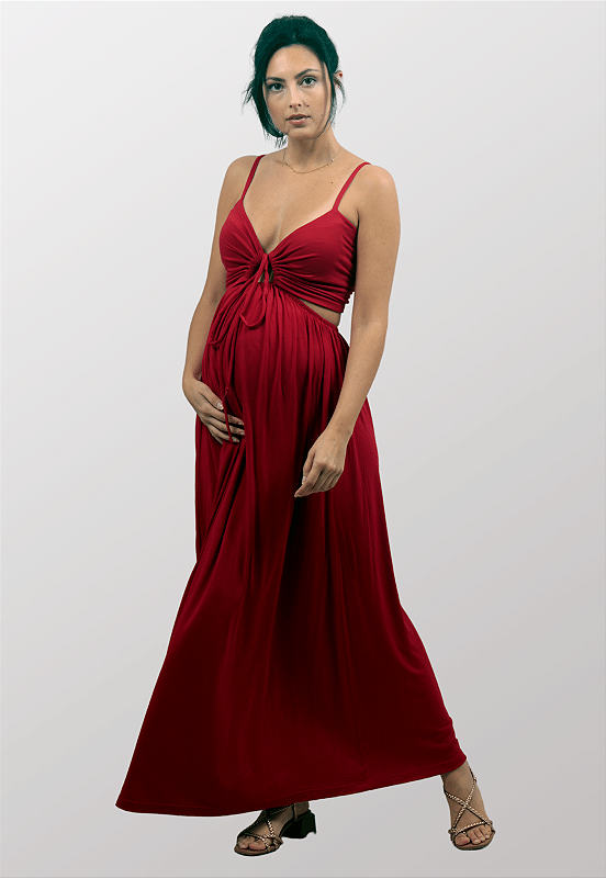 Vestido Gestante Amamentação Betina Vermelho