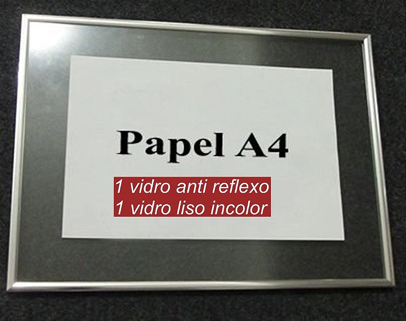 Quadro entre vidros moldura de alumínio (sanduíche de vidros) A4 ( com