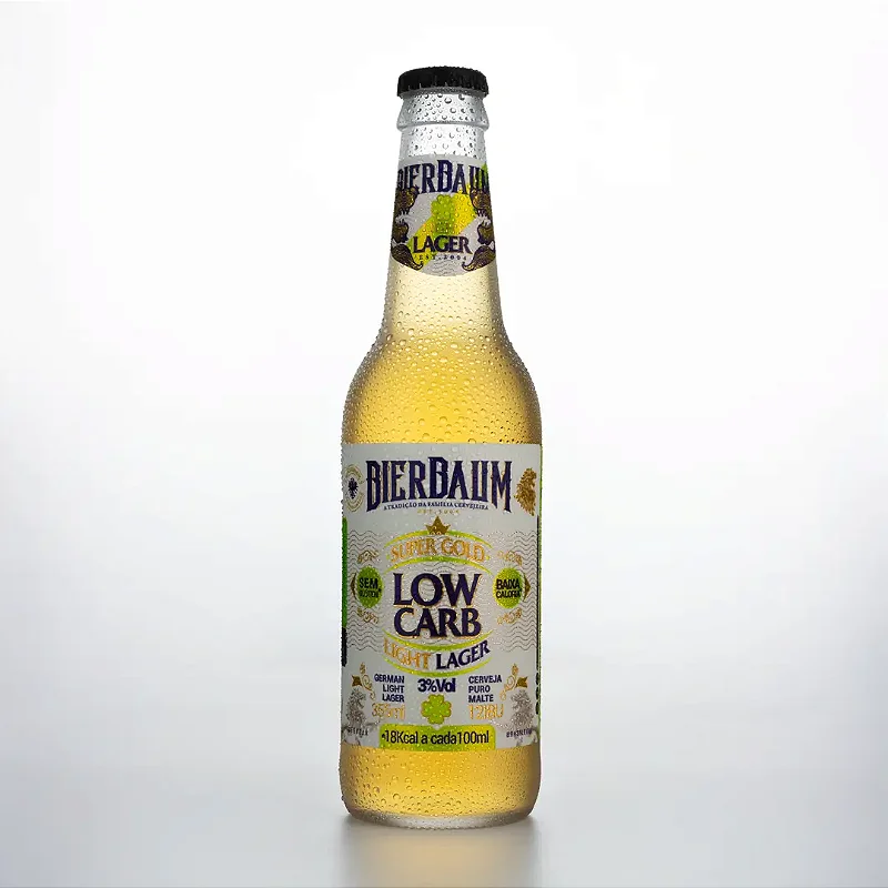 Caixa com 12 Cervejas German Light Lager Low Carb Bierbaum | Garrafa 355ml