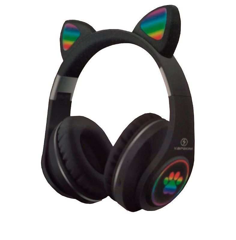 Fone Orelhas De Gatinho Led - Headphone Bluetooth Bass Exbom Rosa