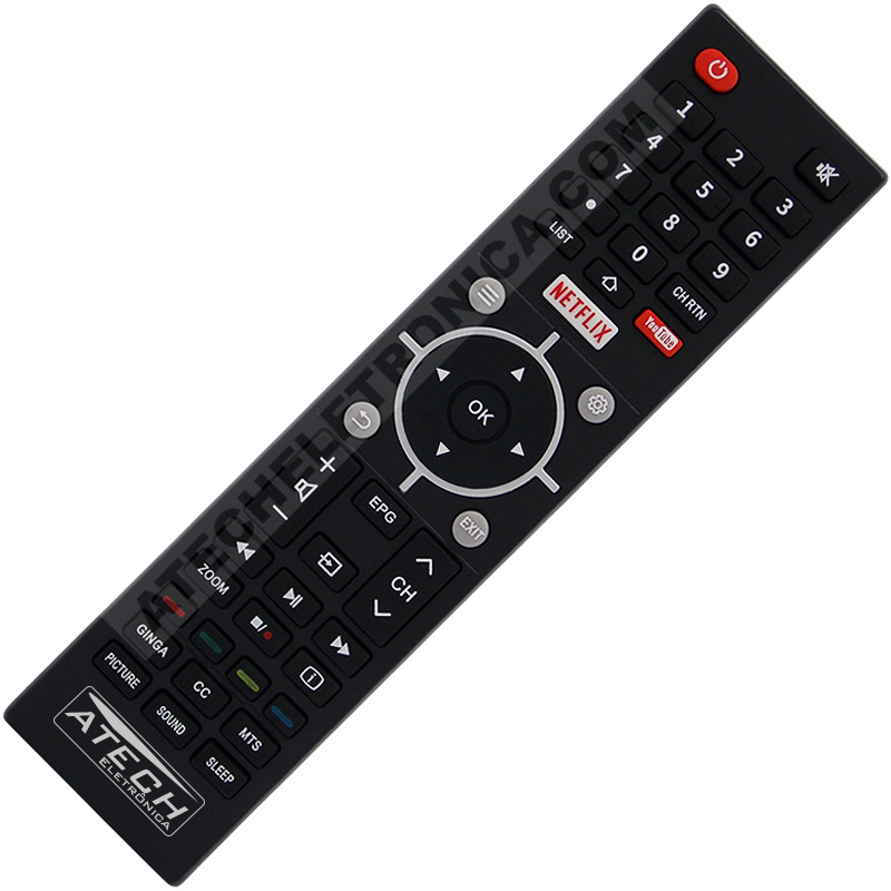 Controle Remoto TV Semp CT-6810 / L32S3900S / L39S3900FS / L43S3900FS (Smart TV)