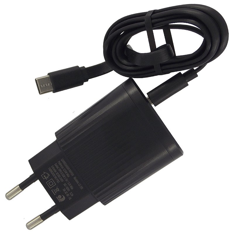 Carregador Rápido Tipo C + USB 5V 5.1A Bivolt