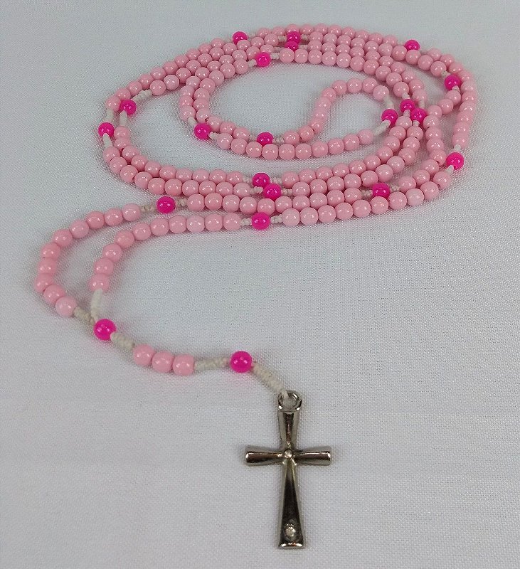 Rosário Completo Rosa Com 25 Mistérios