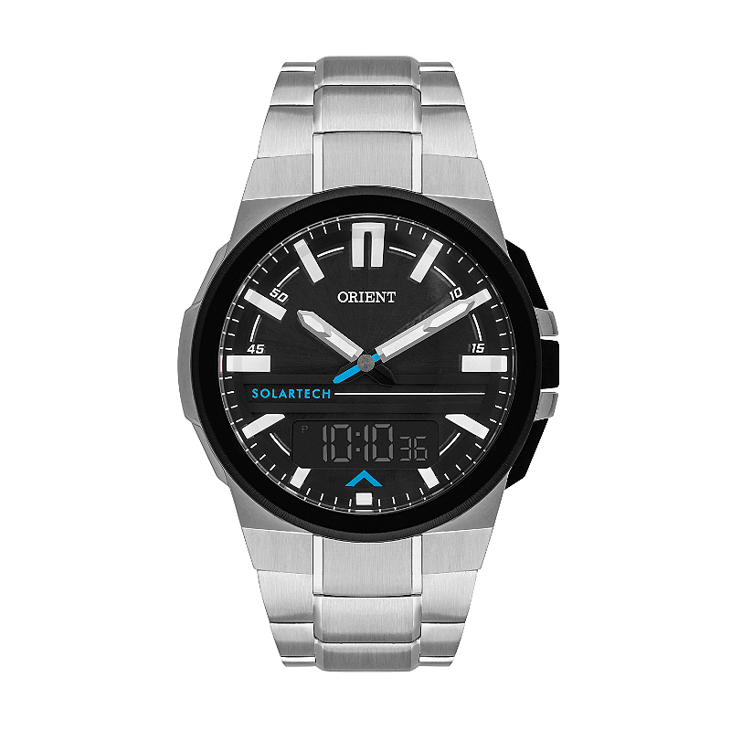 マーサ Orient MTSSA006 P1SX – Solar, Dual Time, Aço e Bisel Bioceramic