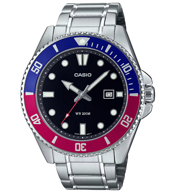 Casio Duro MDV-107D-1A3VDF Preto Aço 200M - Relojoaria Impala