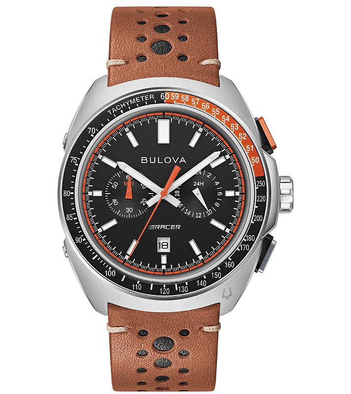 Bulova Racer 98B427 Cronógrafo Couro Perfurado Safira 100M