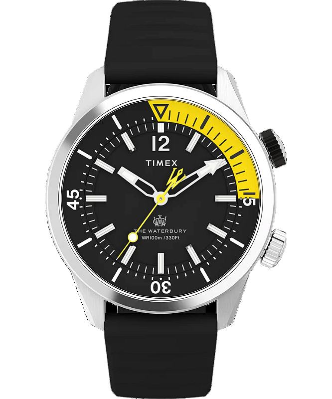 【美品】TIMEX Waterbury 腕時計 イエロー文字盤 箱付き Relógio Timex Waterbury Diver TW2V73400M 40mm Quartz - Relojoaria