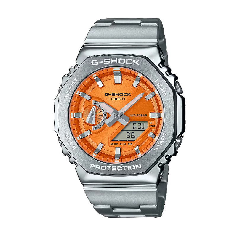 G-SHOCK GM-2110D-7ADR Aço Inoxidável, LED Duplo e 200m de