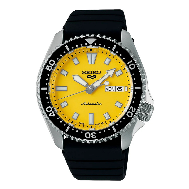 Seiko SRPL87K1 Automático – Mostrador Amarelo, Pulseira Silicone