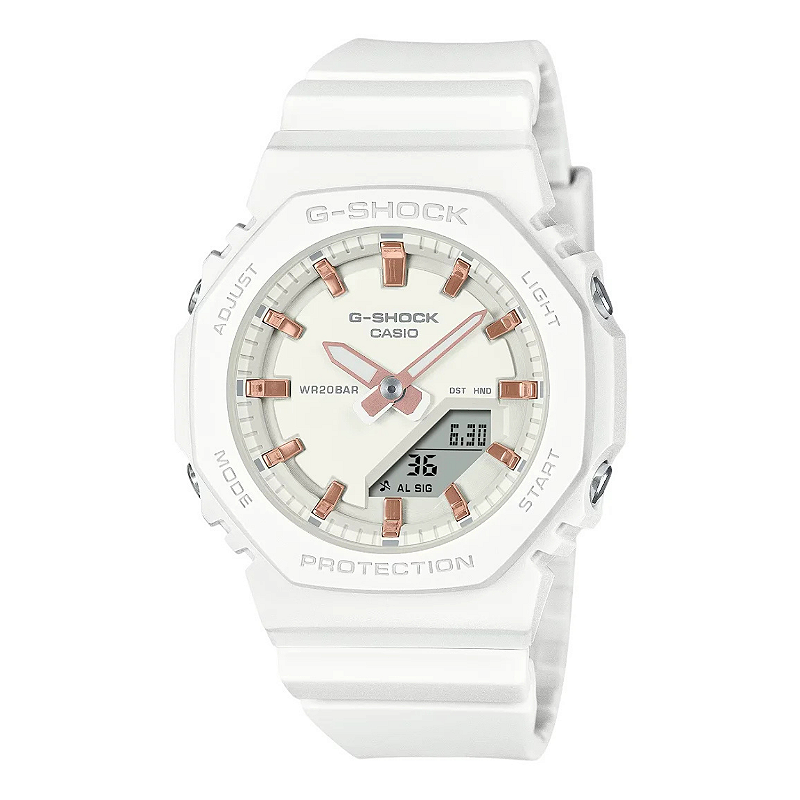 CASIO G-SHOCK GMA‑P2100M‑7AJF G-SHOCK GMA-P2100M-7ADR Branco – Compacto, Elegante e 200M