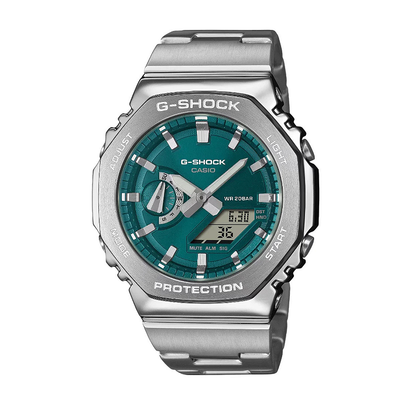 G-SHOCK GM-2110D-3A1DR Aço Inoxidável, LED Duplo e 200m de