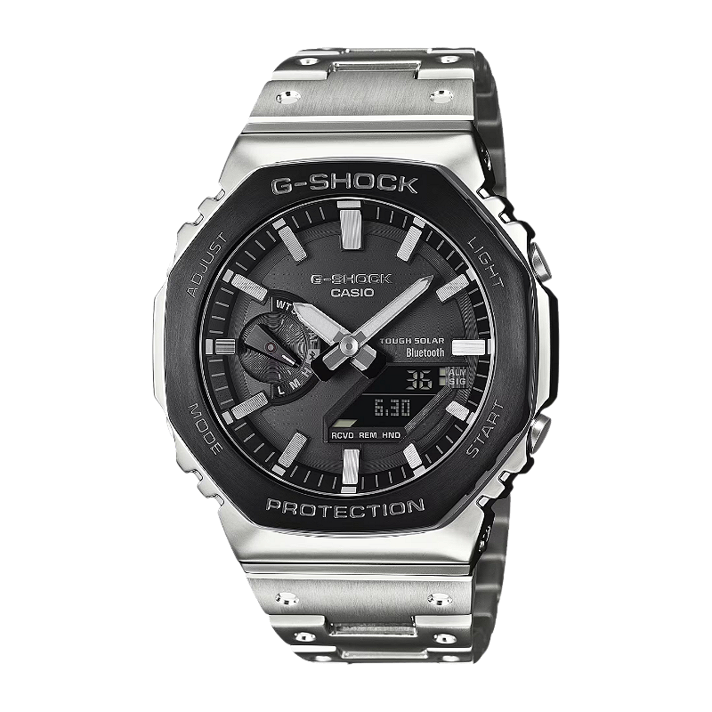 G-SHOCK GM-2100 ブラック/シルバー、カシオ Relógio G-Shock GM-B2100BT-1ADR – Full Metal Solar Bluetooth 20