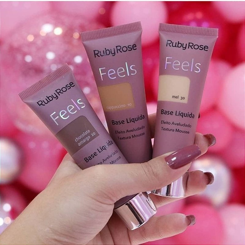 Base Feels Cores grupo 1 Ruby Rose Lançamento Maria Flor Makeup Sua Loja de Maquiagem