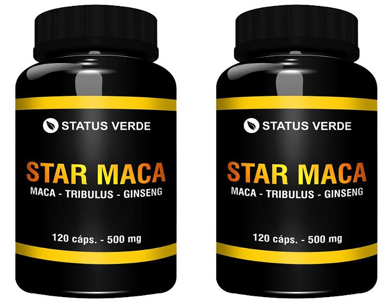 Kit 2 Star Maca -Tribulus - Ginseng 240 cáps 500mg - Status Verde