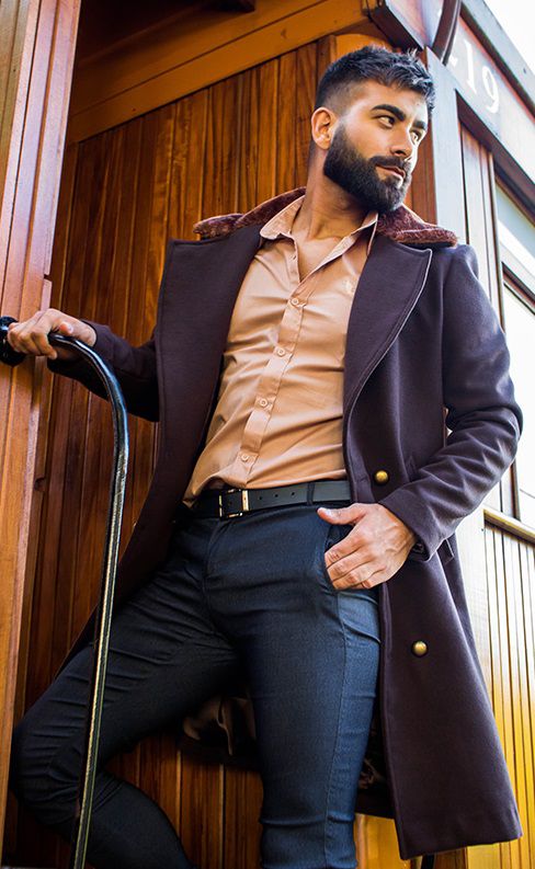 sobretudo de pele masculino