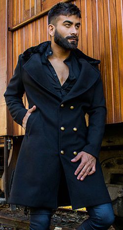 sobretudo de pele masculino