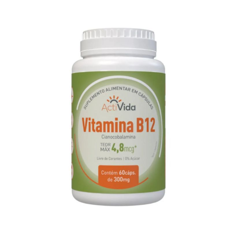 Vitamina B12 Cianocobalamina 60 cápsulas 300mg Activida