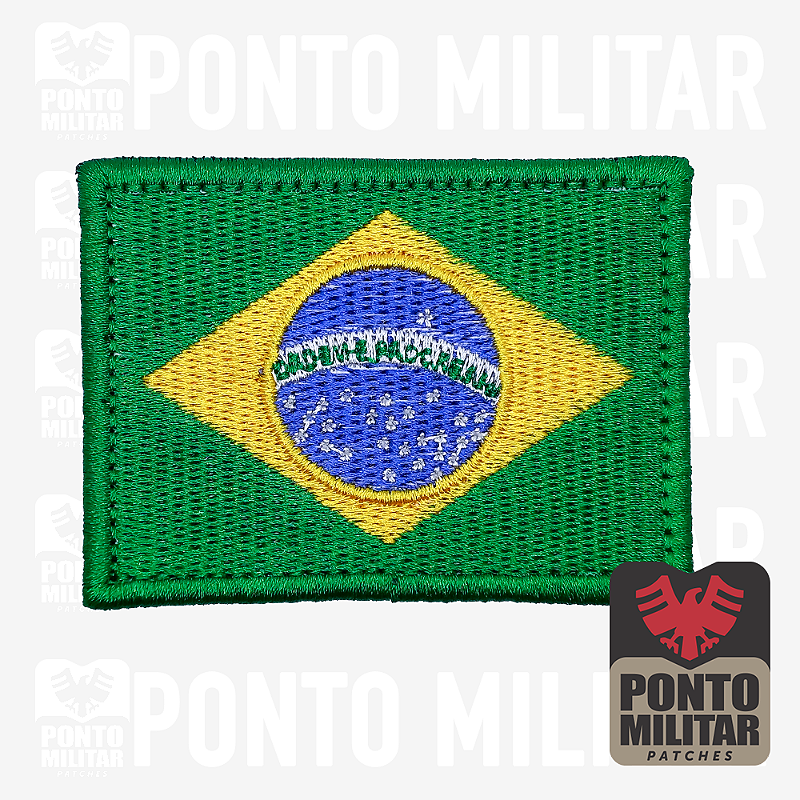 Bandeira Do Brasil Patch Bordado 7x5cm Ponto Militar Patches Militares Emborrachado E Bordados