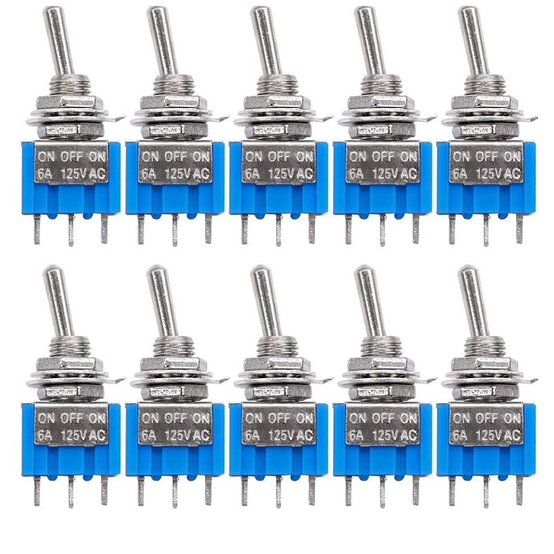 10 INTERRUPTOR ON OFF ON 3 PINOS MTS-103 ac 125v/6a 250v/3a