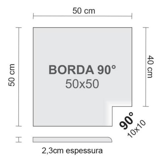 Borda Canto -  90° -  Cimentício  Linha  Originalle  = (50 a 40 cm) x 50 cm x 2,3 cm