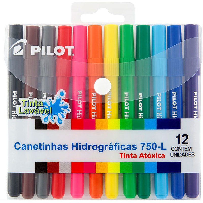 CANETA HIDROGRÁFICA 750-L 12 CORES - PILOT - Papelaria Zap Ltda » Muito ...