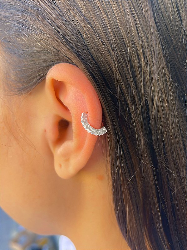 Piercing Prata 925 Helix Cravejado Argola Torção - 8mm - TREND ART -  Acessórios para você brilhar ainda mais.