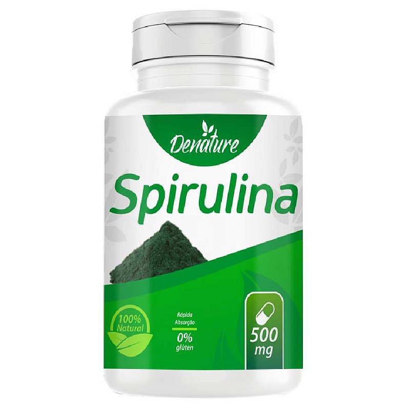 Spirulina 500mg 100 cápsulas Denature no ATACADO Distribuidora De