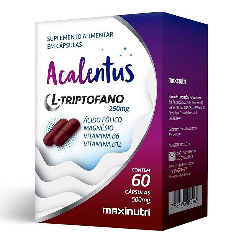 Acalentus ( Calmante Natural) 60 cápsulas - Maxinutri - Saúdena.Net