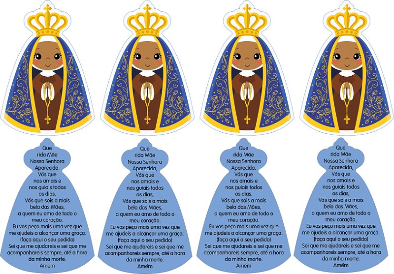 Feltro Estampado - Nossa Senhora Aparecida COM ORAÇÃO - Ateliê Cris Nakao