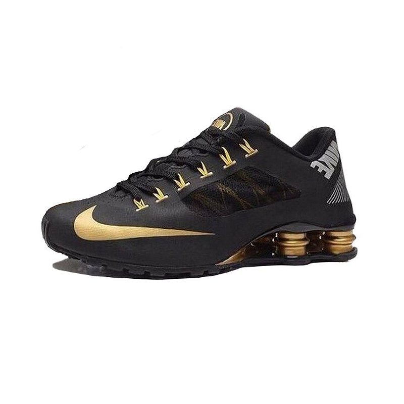 nike shox r4 preto e dourado