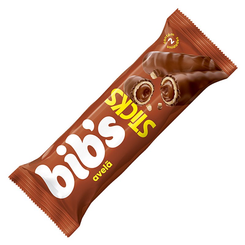 Chocolate Bibs Sticks Avelã 32G - Docerrano - Confeitaria e Festa
