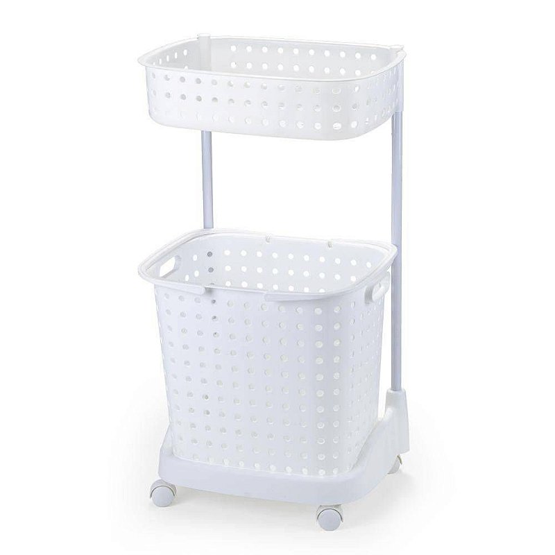 Cesto Duplo Para Lavanderia Viena - Branco - Secalux - Someway