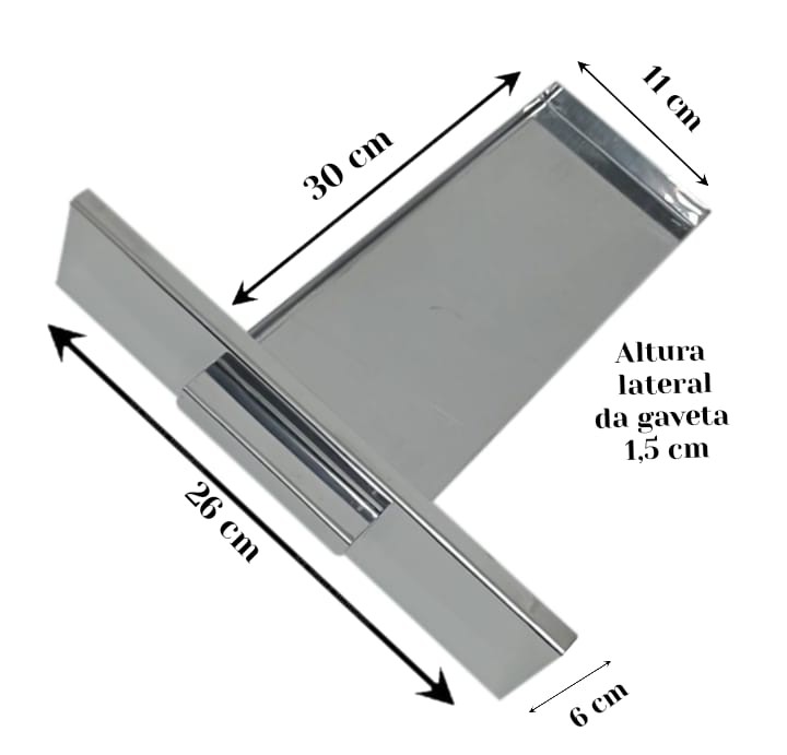 Gaveta em aço inox 430 para Pre-moldado 30x11x1,5