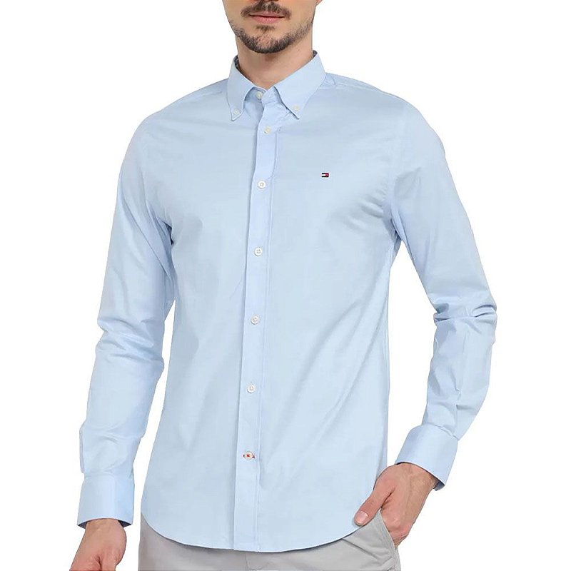 Camisa Social Tommy Hilfiger Core Stretch Slim Poplin Shirt - FIRST ...