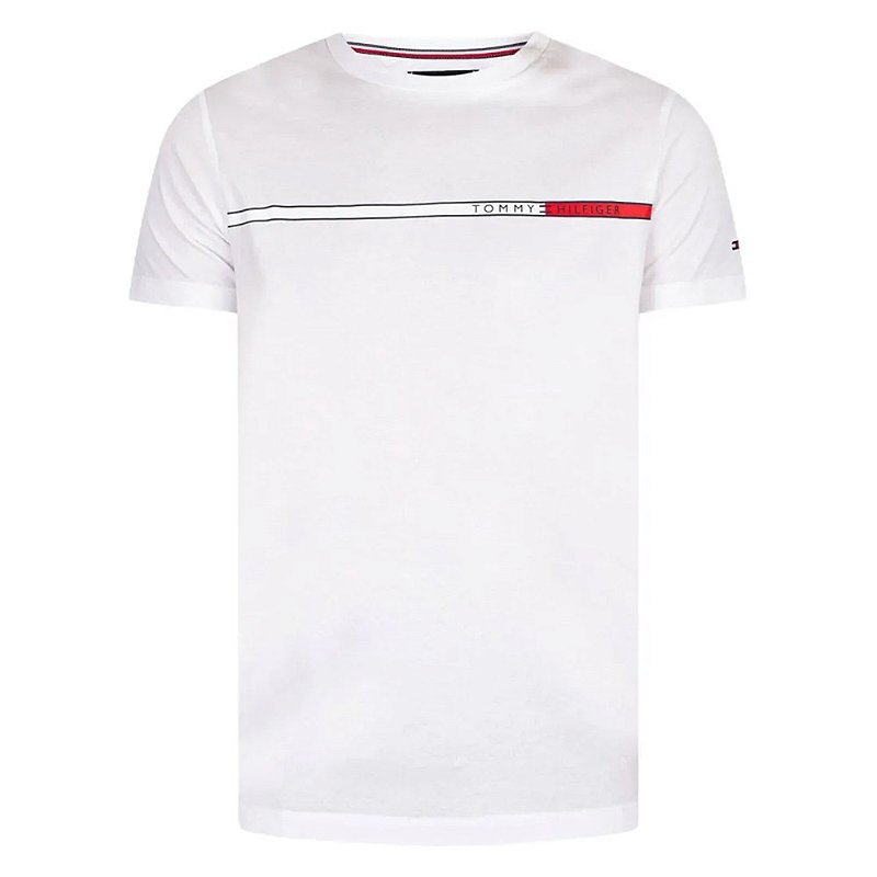 Camiseta Tommy Hilfiger Masculina Two Tone Chest Stripe Branca