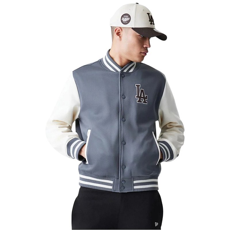 NEW ERA los angeles dodgersダウン Jaqueta Bomber New Era Los Angeles Dodgers Cinza - FIRST DOWN